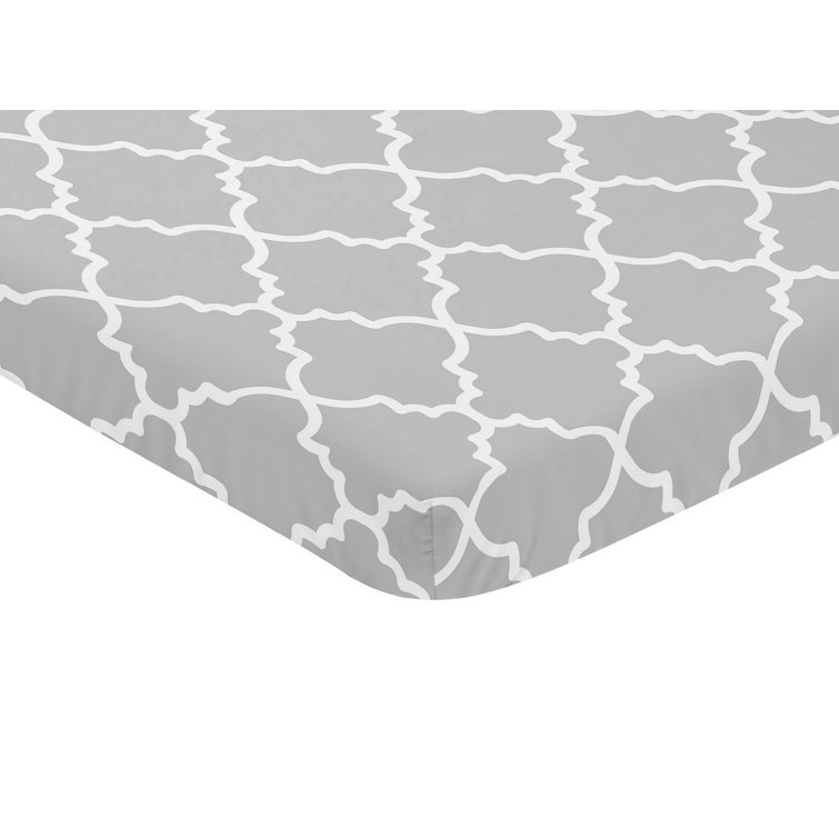 Sweet Jojo Designs Trellis Grey/White Mini Fitted Crib Sheet Wayfair